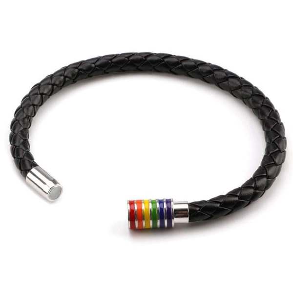 PRIDE-Armband mit Magnetverschluss I Regenbogenfarben I schwarz
