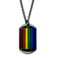 PRIDE Halskette I Dog-Tag I Regenbogen-Streifen I schwarz
