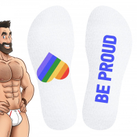 SNEAKXX - Socken  I Be Proud I Regenbogenstreifen I weiß